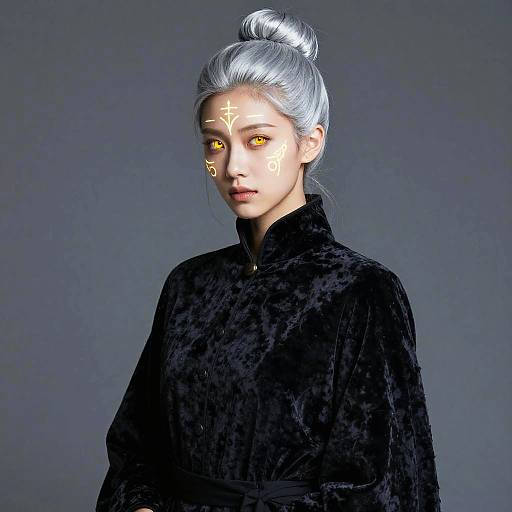 Sleek Arcane Librarian with Runes