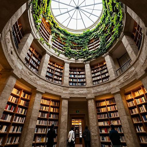 Spiral Library with Ivy and Figures