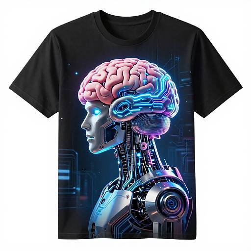 Futuristic Robot Brain AI T-Shirt Design