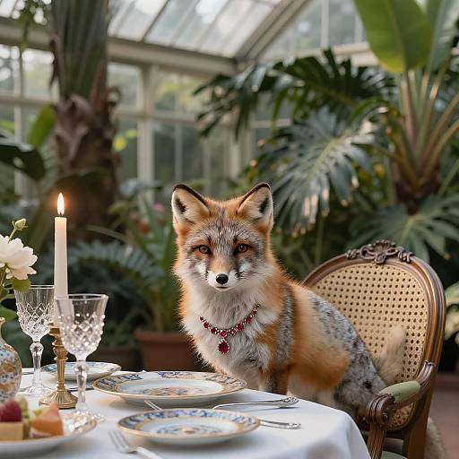 Regal Arctic Fox in Victorian Greenhouse