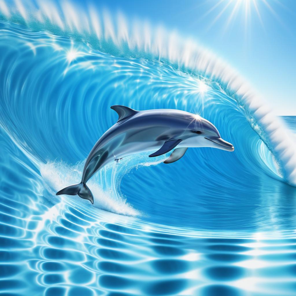 Surreal Dolphin Jumping in Sunlit Waves