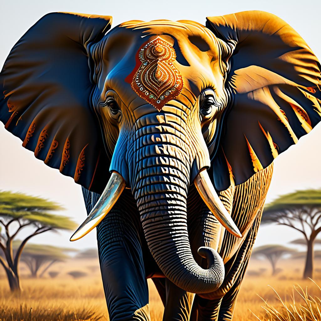 Majestic Elephant in Vibrant Savanna Landscape