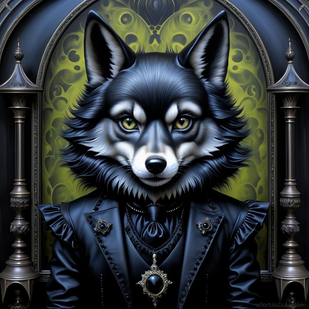 Gothic Wolf in Pop Surrealism Style