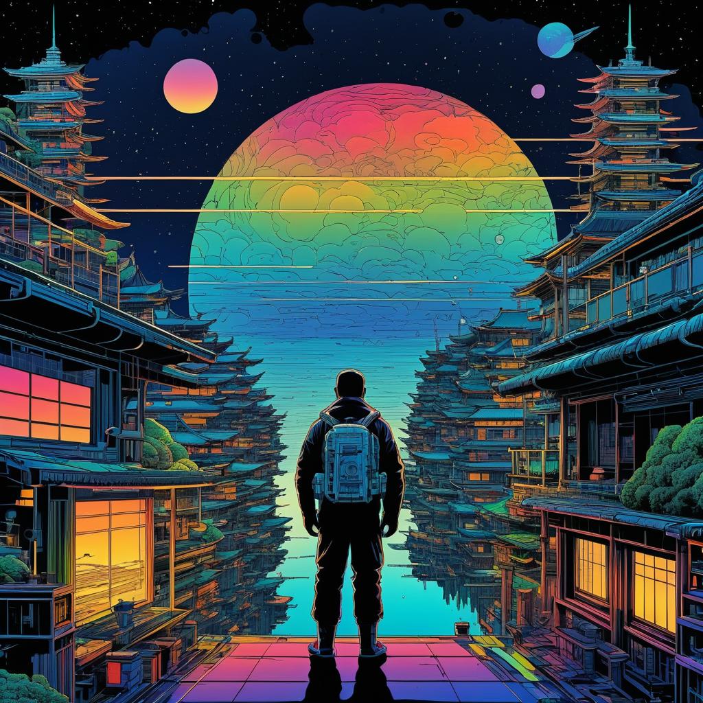 Epic Sci-Fi Book Cover in Miyazaki Style