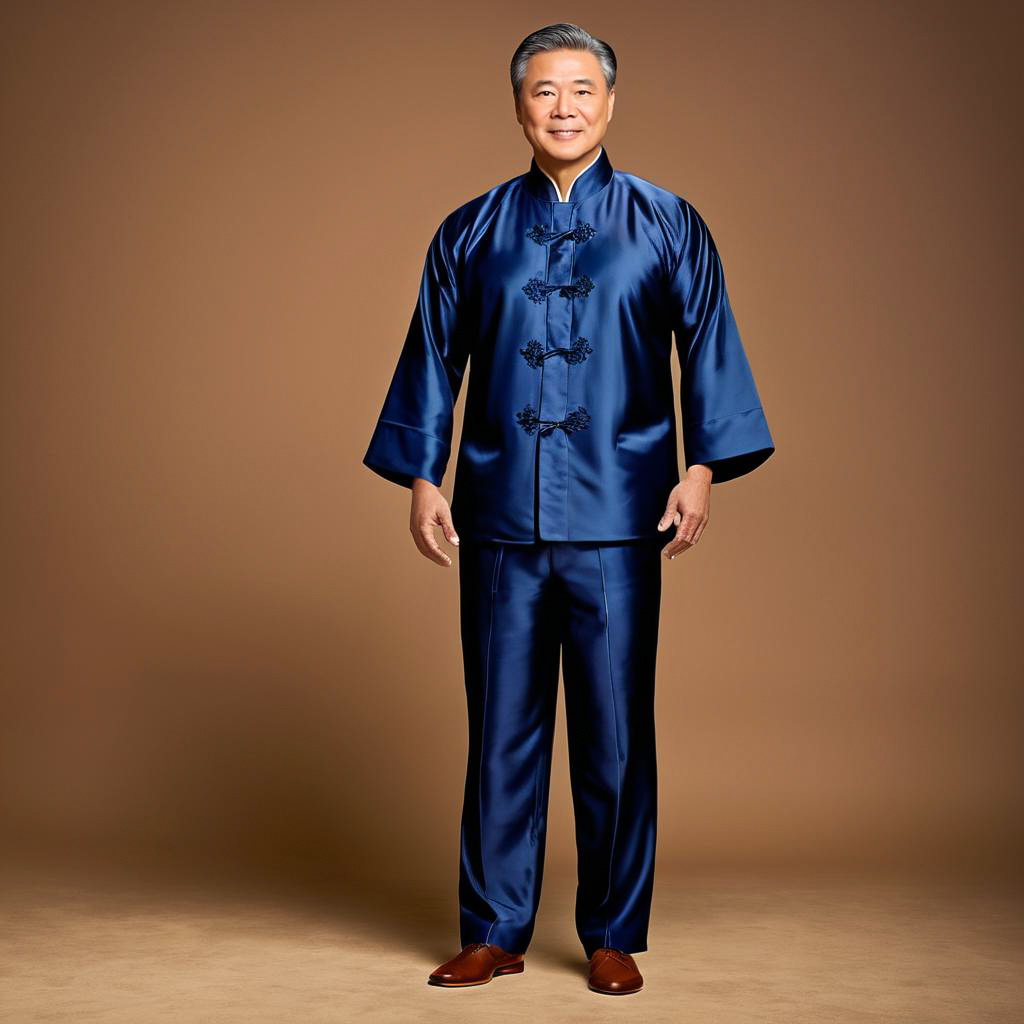 Proud Middle-Aged Man in Tang Suit