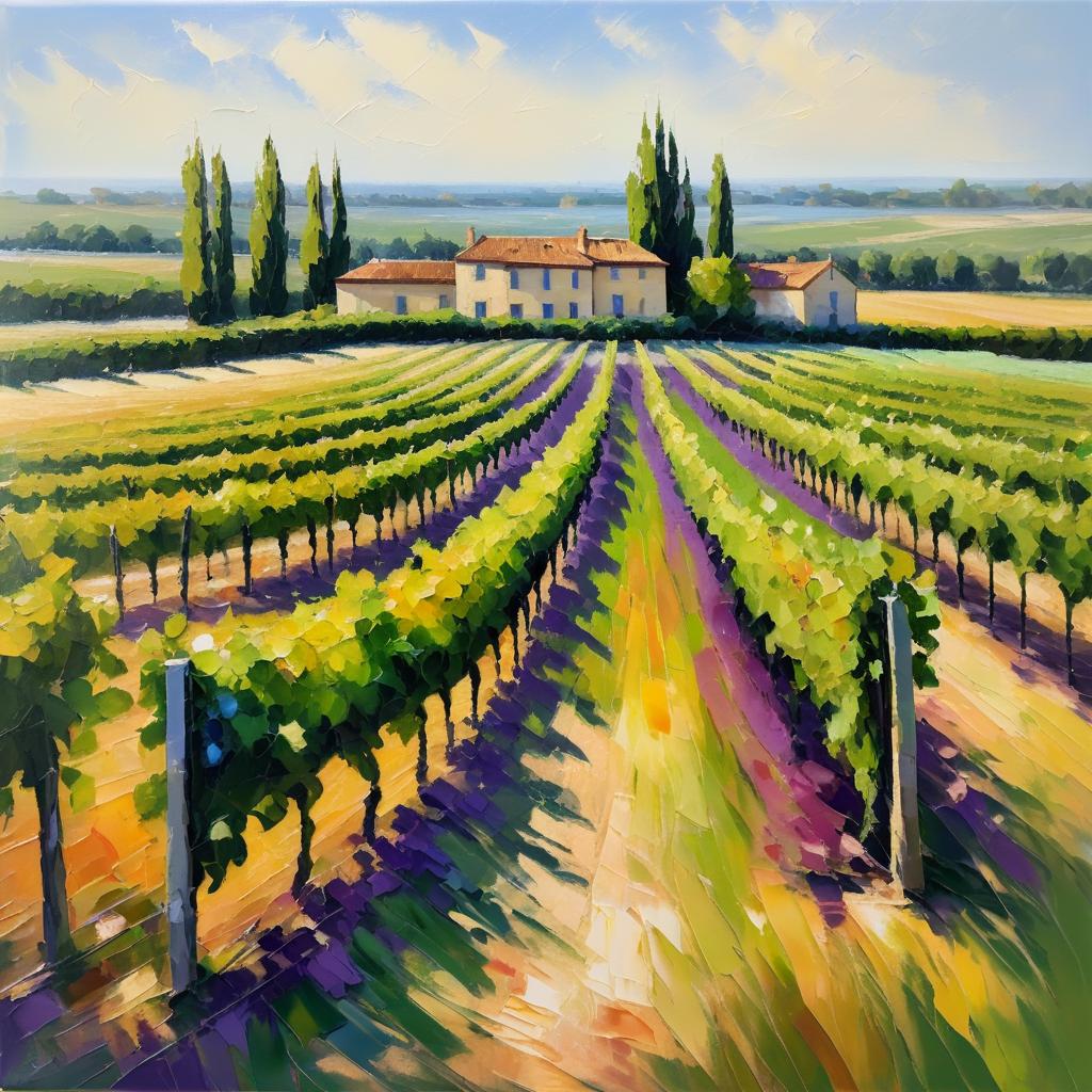 Impressionist Vineyard in Bordeaux Painting