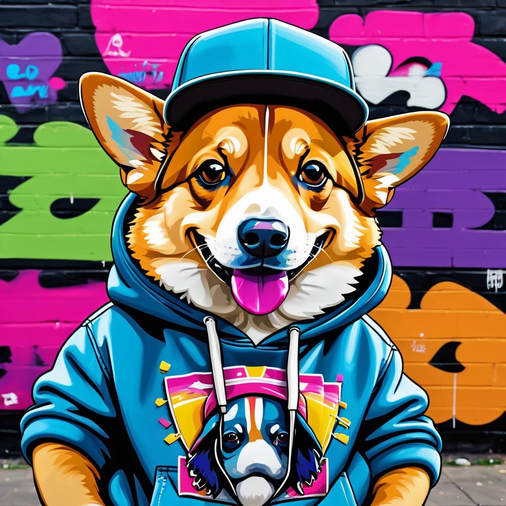 Cool Corgi in Hip-Hop Gangster Style