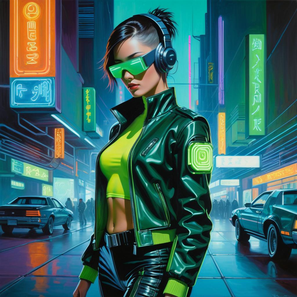 Neon Hacker in Futuristic Cyberpunk Style