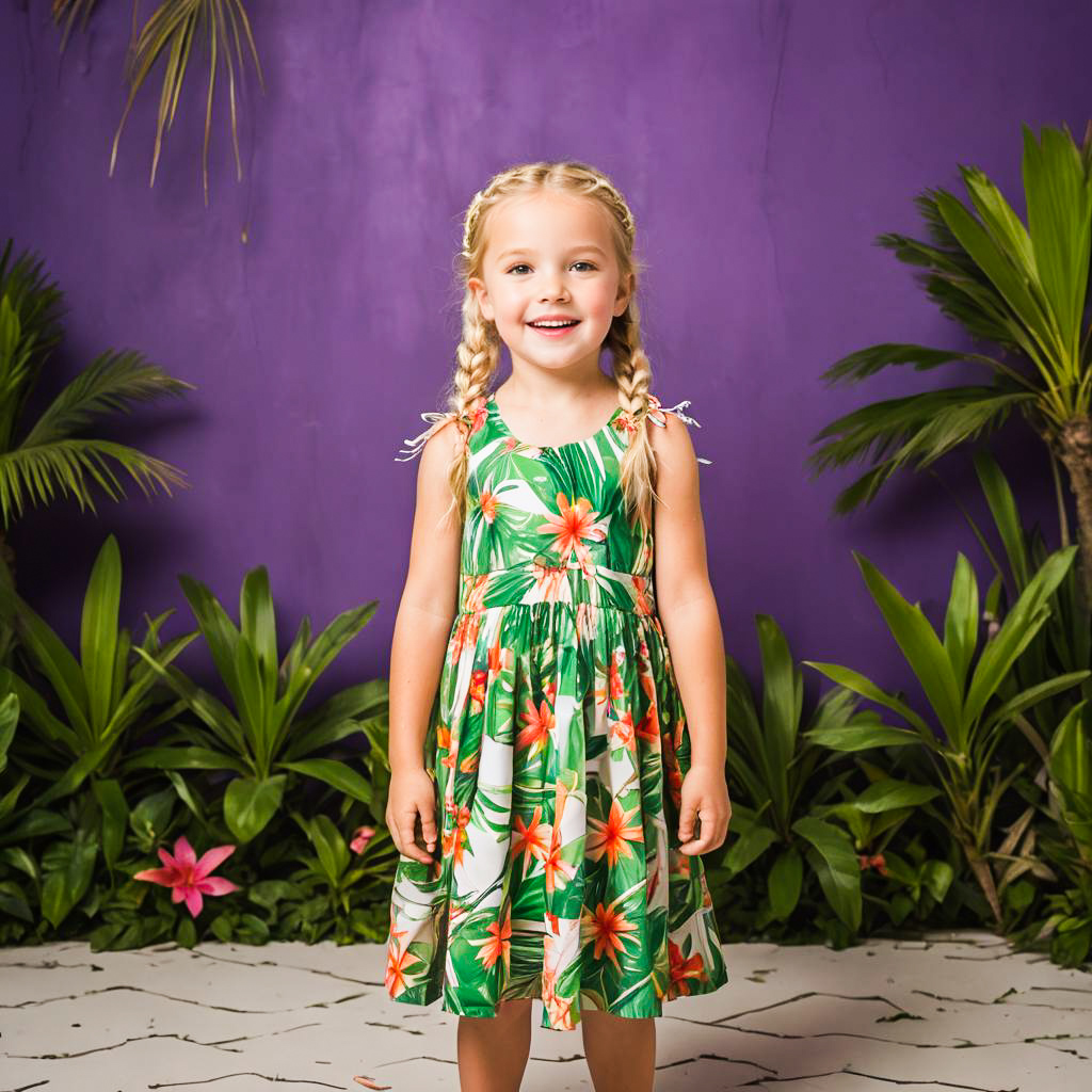 Delighted Girl in Tropical Twilight Vibes