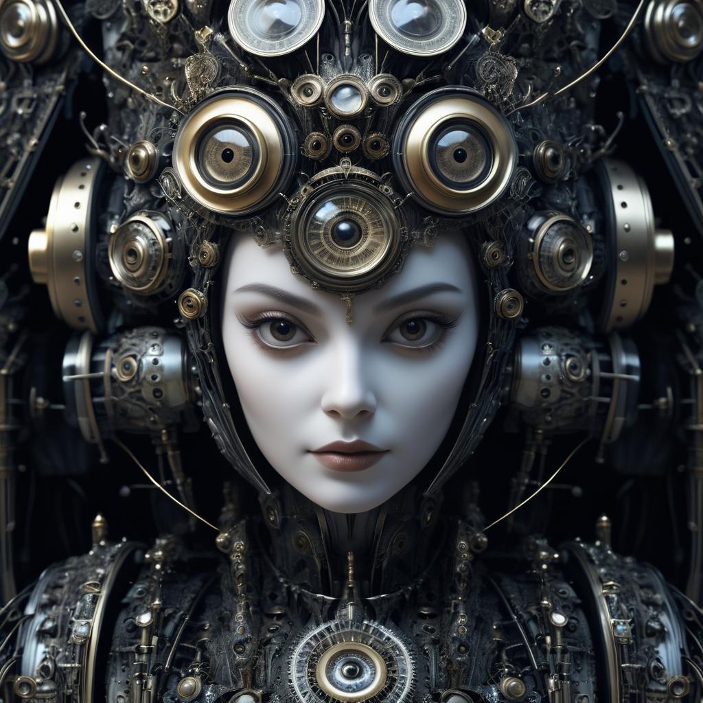 Surreal Mechanical Owl Woman Portrait