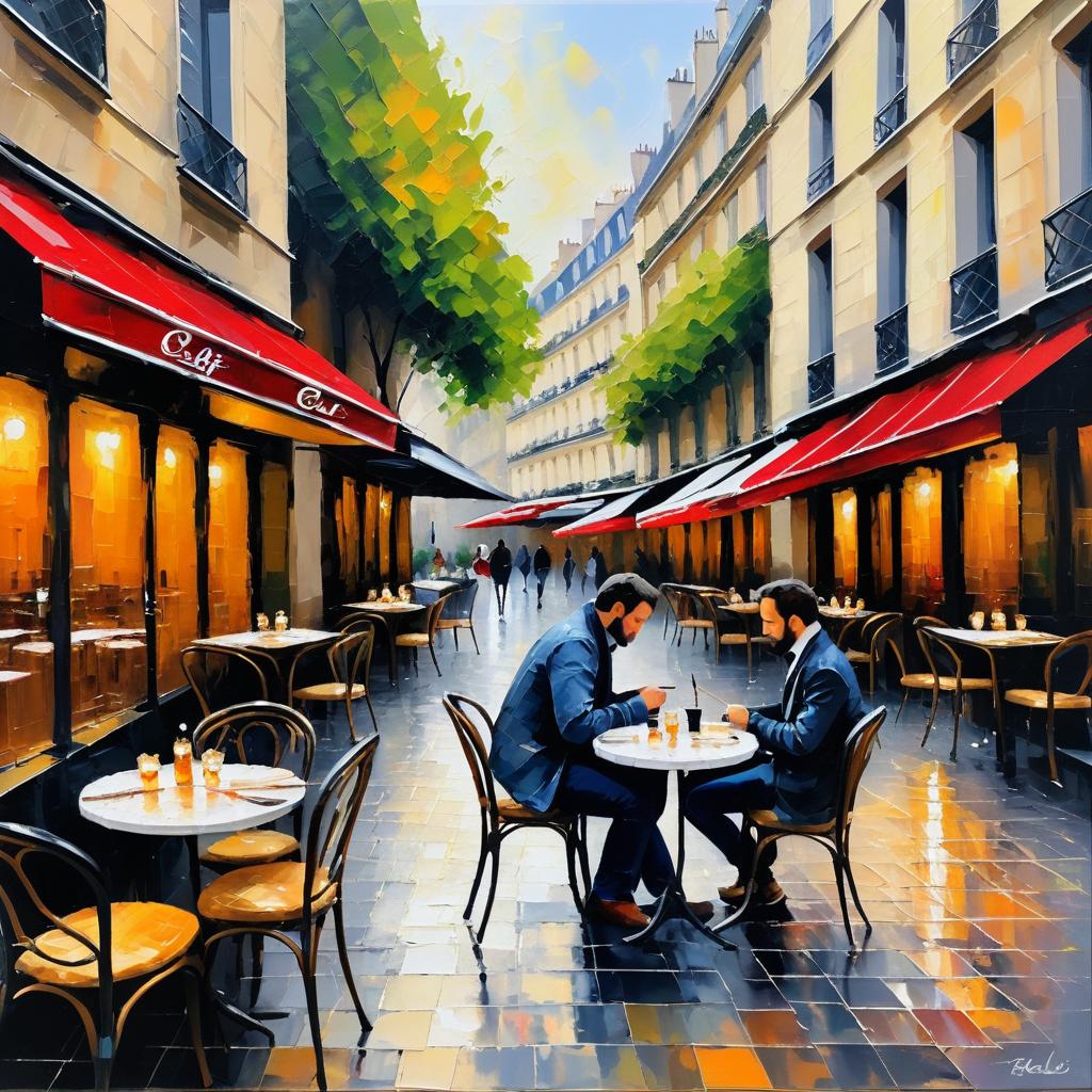 Vibrant Paris Café Artist in Impasto