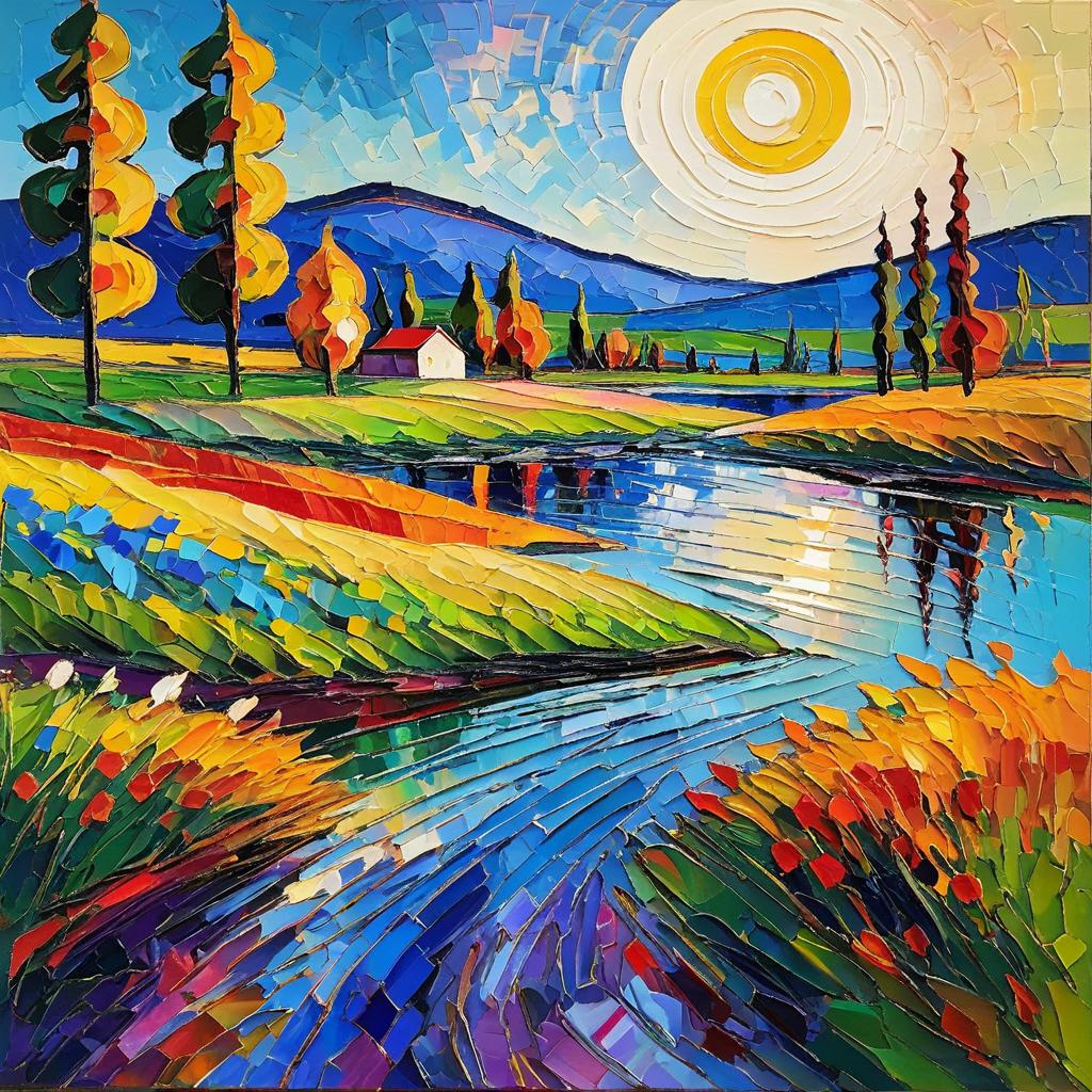 Vibrant Impasto Landscape Inspired by Kandinsky