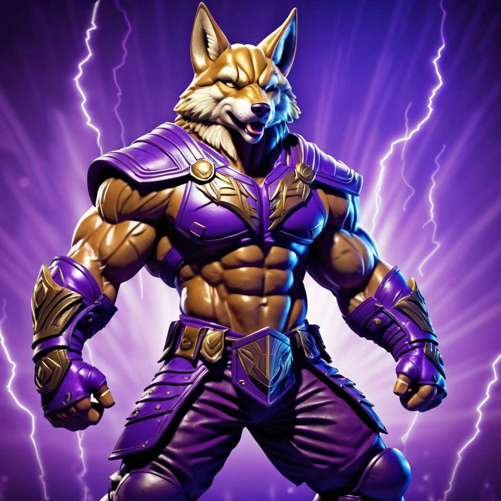 Muscular Coyote Warrior in Digital Art