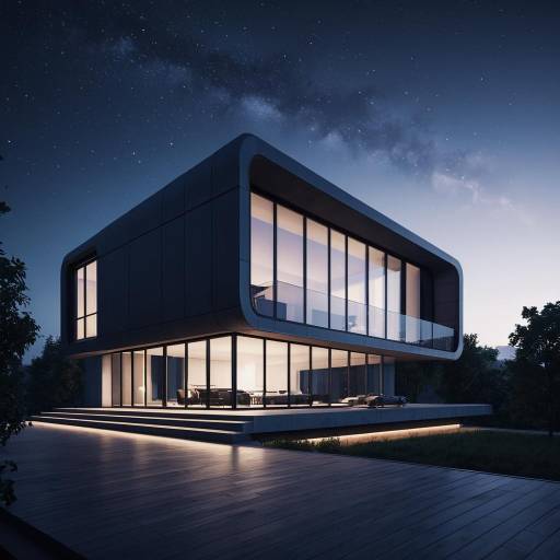 Modern Urban Loft with Starry Twilight Sky