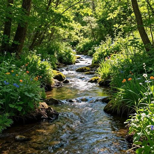 Serene Babbling Brook in Lush Forest