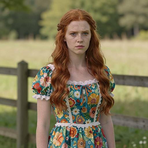 Photorealistic Young Woman in Floral Costume