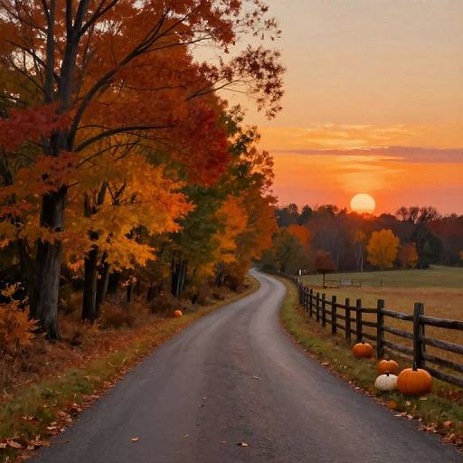 Cozy Autumn Country Road Scene