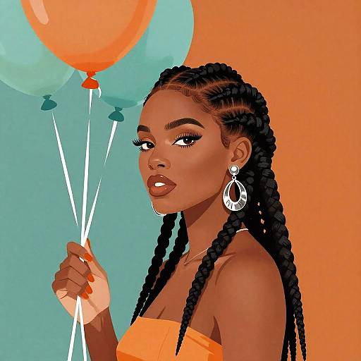Afrofuturism Woman with Balloons