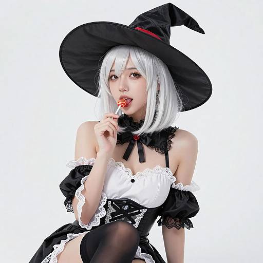 Pale Witch with Lollipop and Stockings