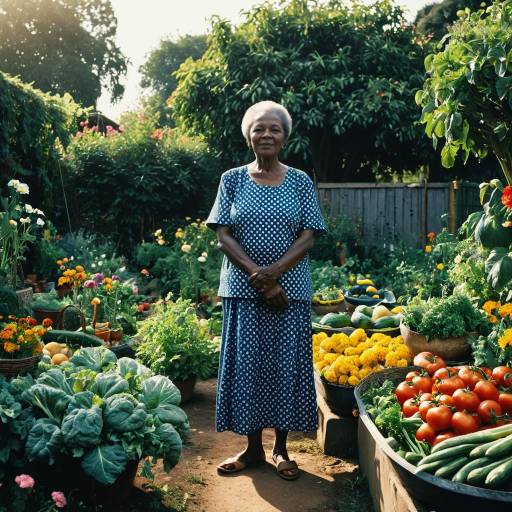 Elderly African Woman in Vibrant Garden