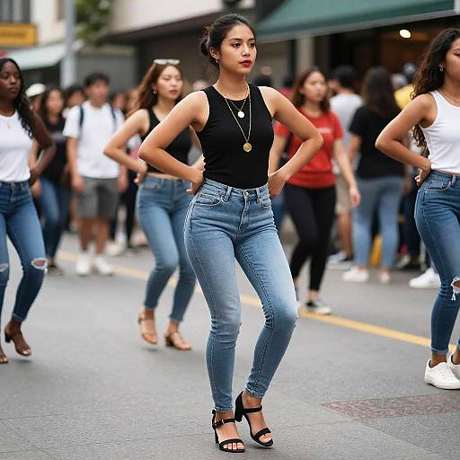 Stylish Woman in Vibrant City Dance