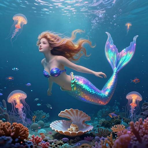 Bioluminescent Nautical Mermaid Portrait