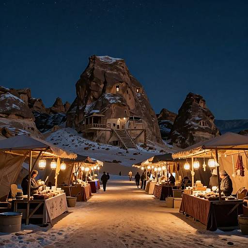 Moonlit Desert Market Scene