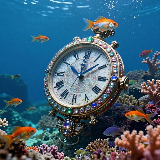 Surreal Underwater Fantasy with Timepiece