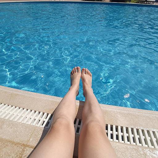 Relaxing by a Sparkling Blue Pool
