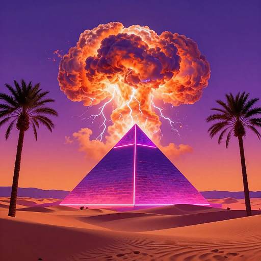 Neon Synthwave Pyramid Desert