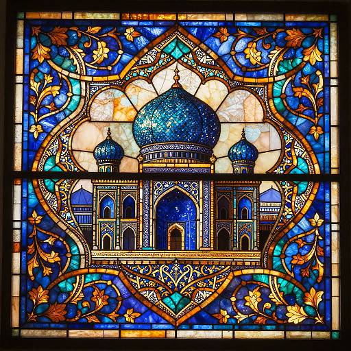 Mughal Mosque Stained Glass Art