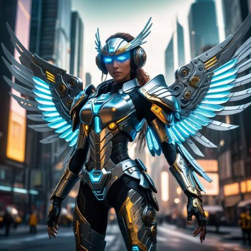 Futuristic Guardian in Cyberpunk Fashion