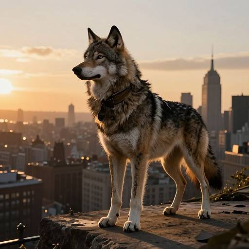 Victorian Wolf at City Twilight