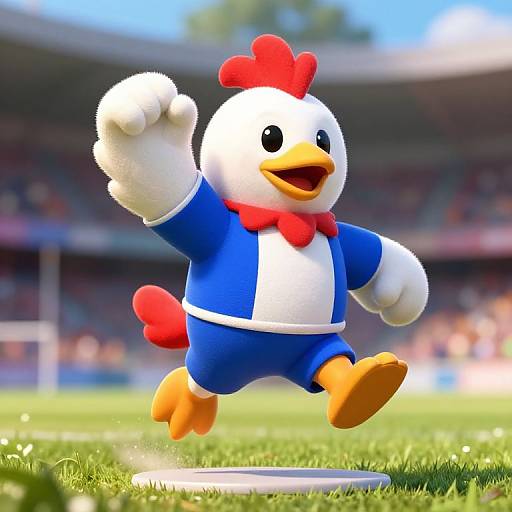 Pixar-Style Rugby Cockerel Mascot