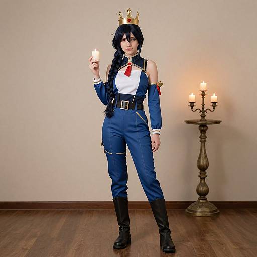 Solo Cosplayer in Candlelit Indoor Scene