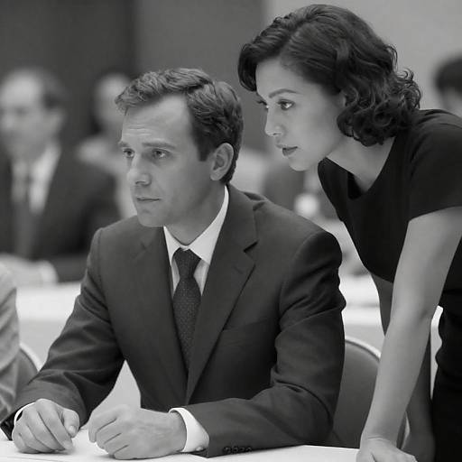 Vintage Black-and-White Couple at Table
