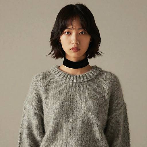 Stylish Woman in Chunky Knit Sweater