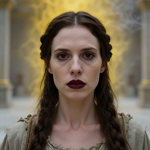 Elven Priestess in Smoke-Filled Temple