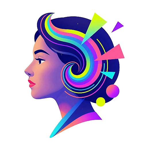 Abstract Neon Profile Portrait