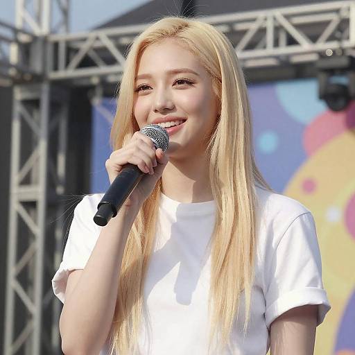 Young Woman Singing on Outdoor Stage