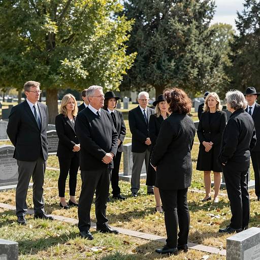 Somber Gathering in a Serene Cemetery