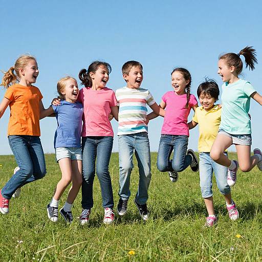 Joyful Children Playing in Sunlit Field