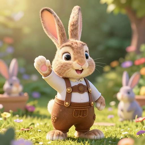 Easter Rabbit in Bavarian Leaderhosen