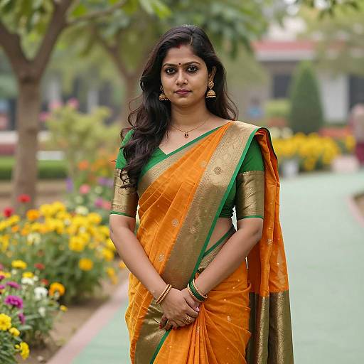 Elegant Engagement Saree in Garden