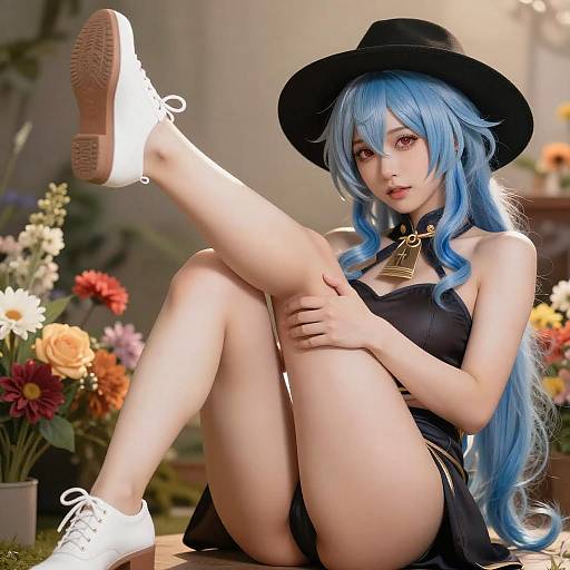 Digital Artwork of Blue-Haired Woman