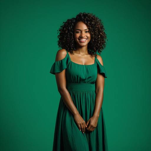 Smiling Woman in Green Dress