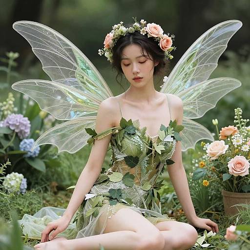 Ethereal Forest Fairy with Floral Crown