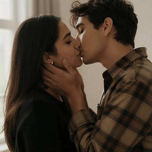 Romantic Couple Embracing in Soft Light