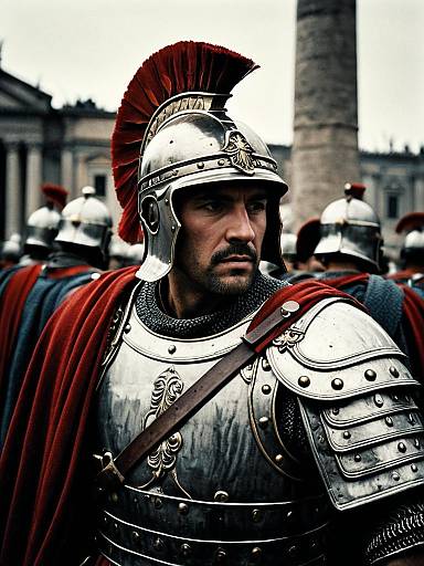 Cinematic Roman Soldier in Historical Photo