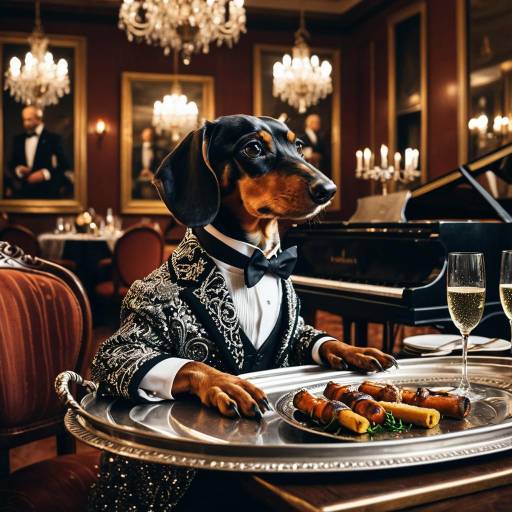 Elegant Dachshund Pianist in Grand Setting